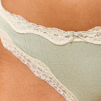 Lace Trim Pointelle Brazillian Briefs