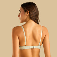 Lace Trim Pointelle Padded Wired Plunge Bra