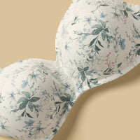 Floral Print Lace Trim Padded Extended Bra