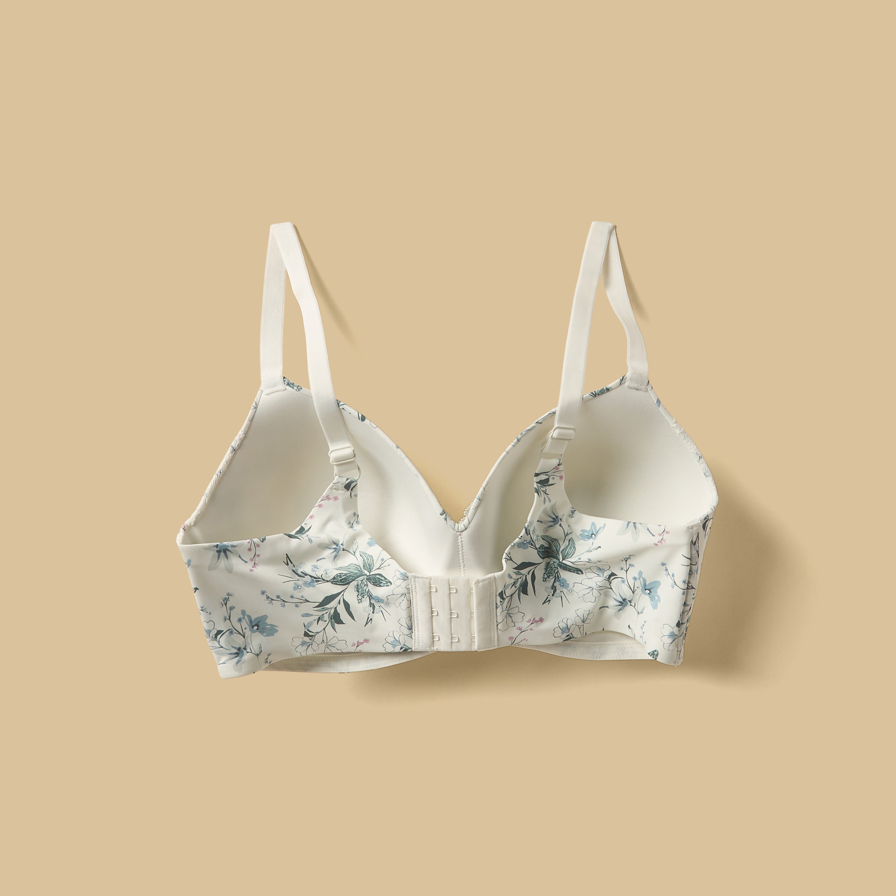 Floral Print Lace Trim Padded Extended Bra