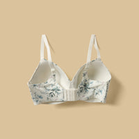 Floral Print Lace Trim Padded Extended Bra