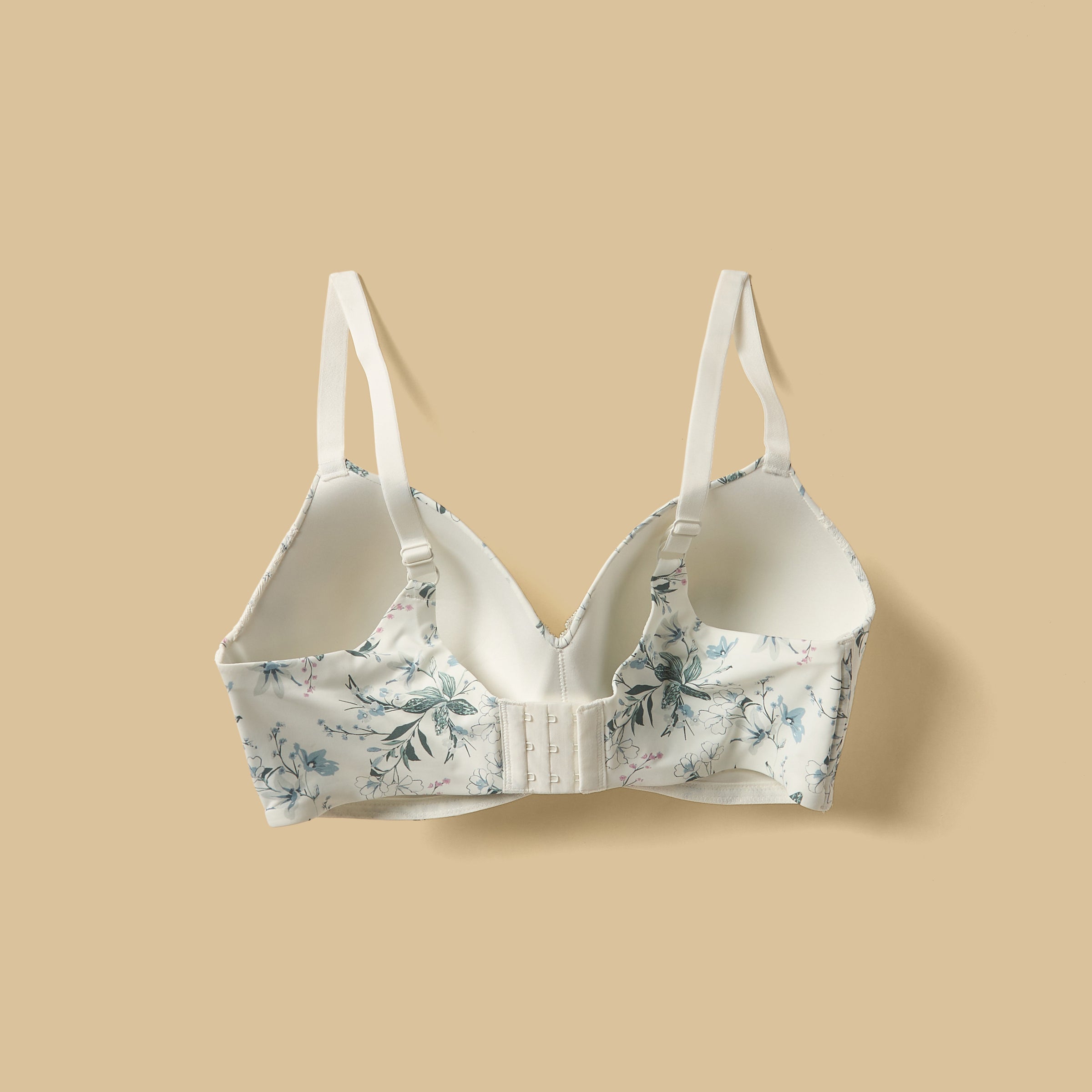 Floral Print Lace Trim Padded Extended Bra
