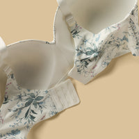 Floral Print Lace Trim Padded Extended Bra