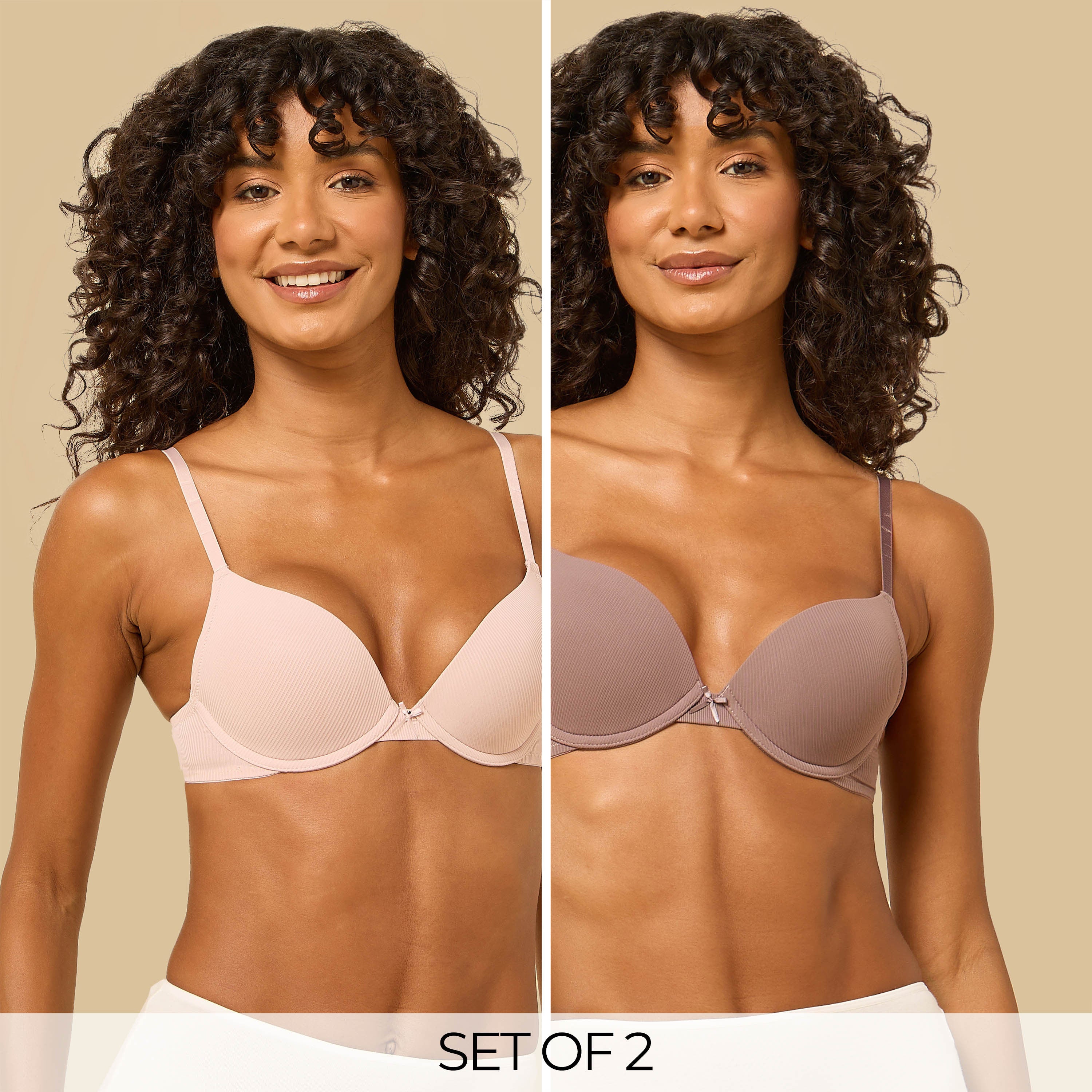 Pack of 2 - Ribbed Plunge Bra