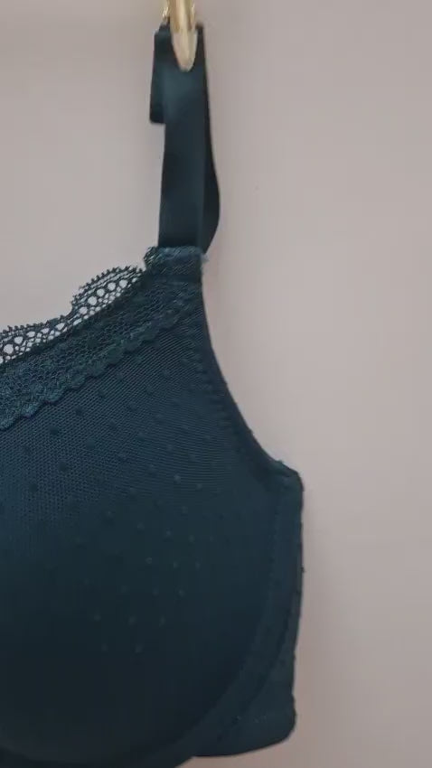 Mesh Textured Plunge Bra