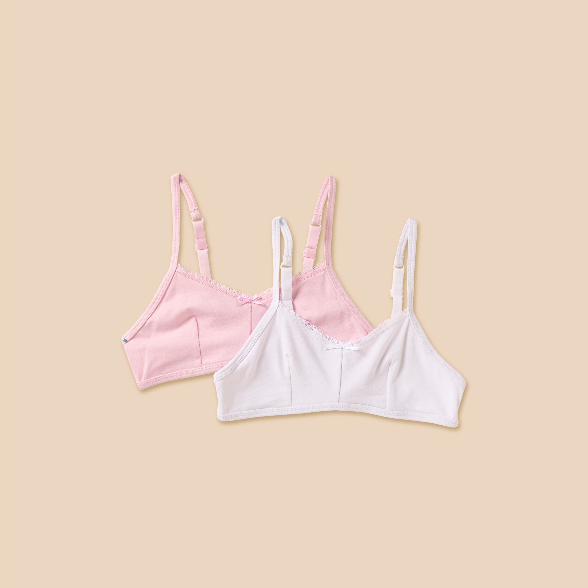 Pack of 2 - Plain Bra with Lace Trim