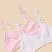 Pack of 2 - Plain Bra with Lace Trim