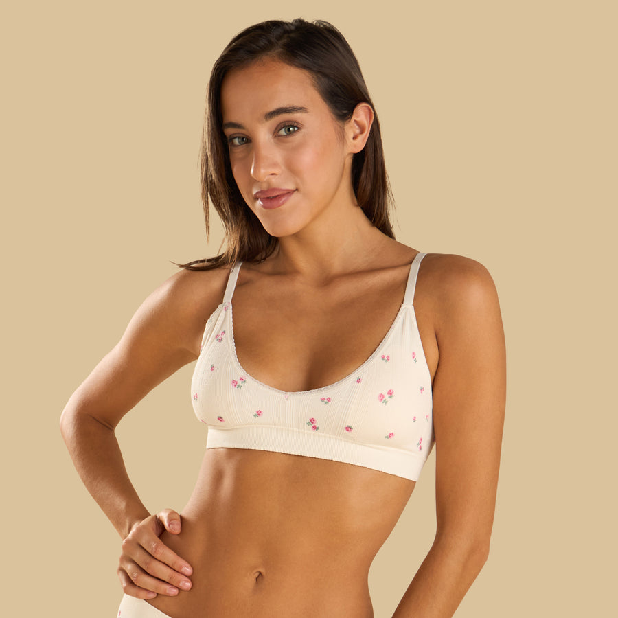 Floral Print Non-Wired Bra
