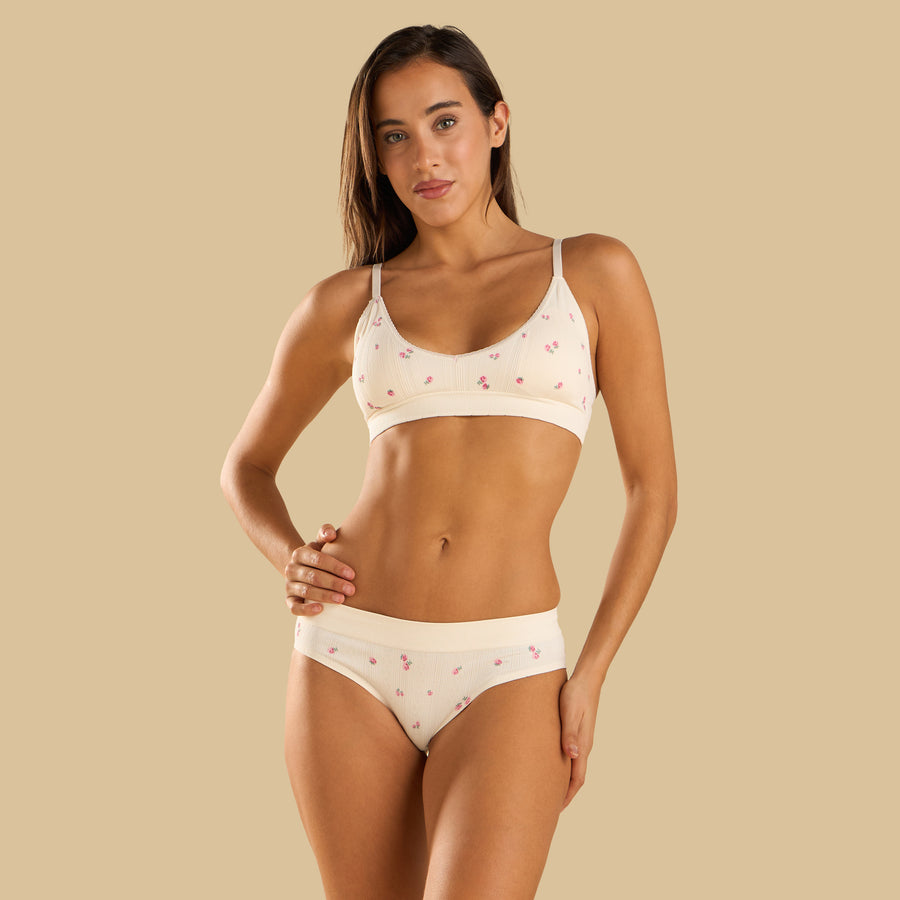 Floral Print Non-Wired Bra