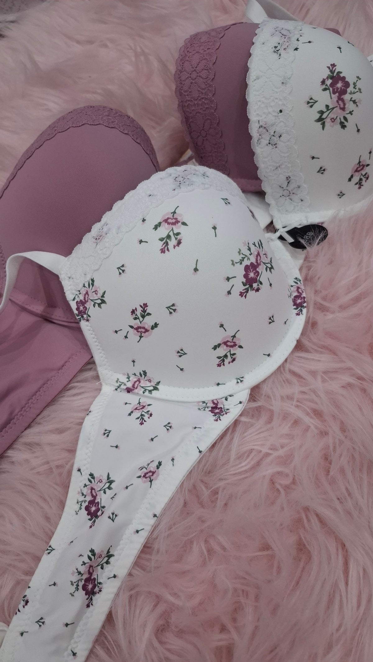 Lace Push-Up Wired Demi Bra Pink