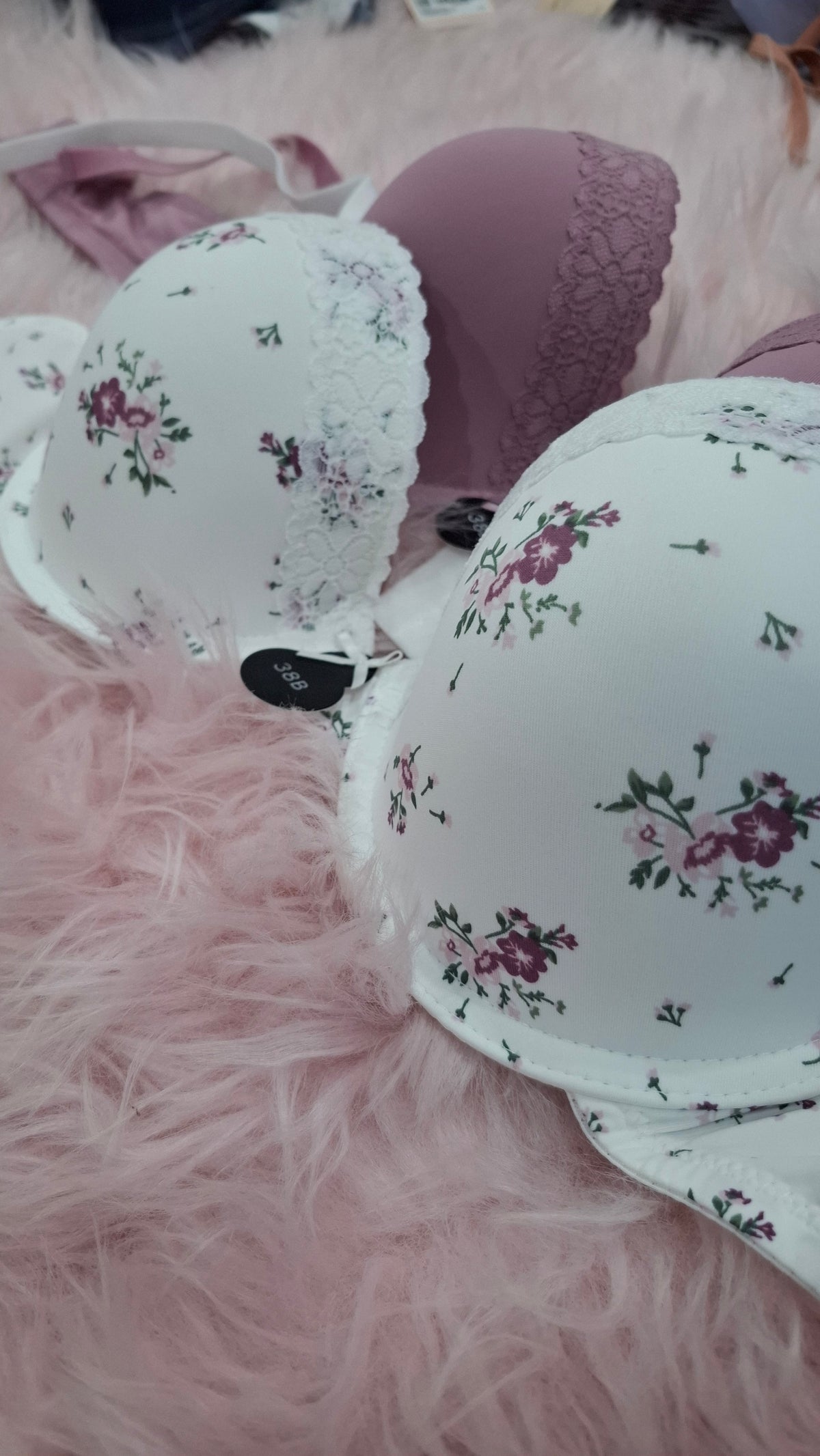 Lace Push-Up Wired Demi Bra Pink