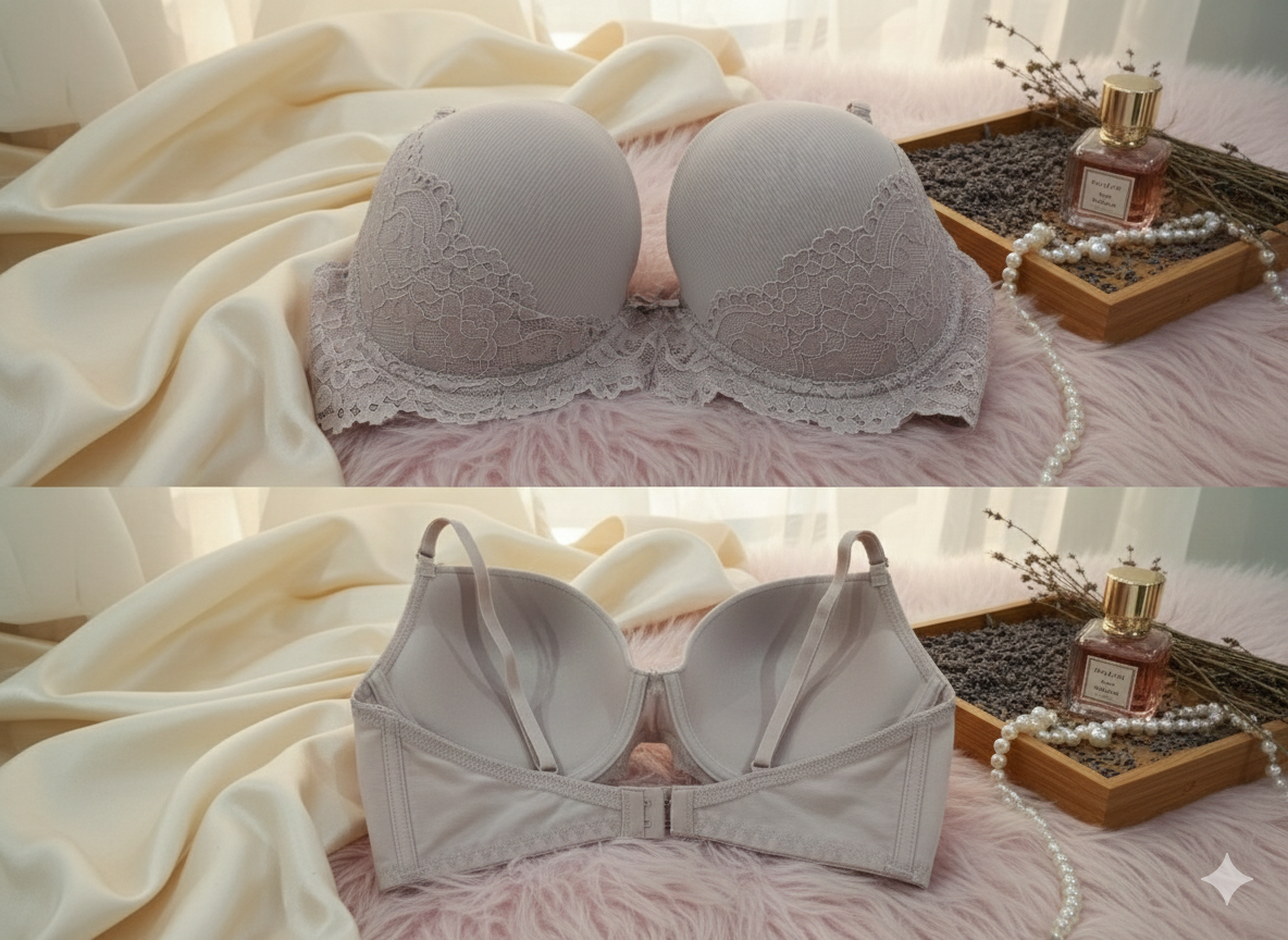 Lace detail Demi Bra Pink
