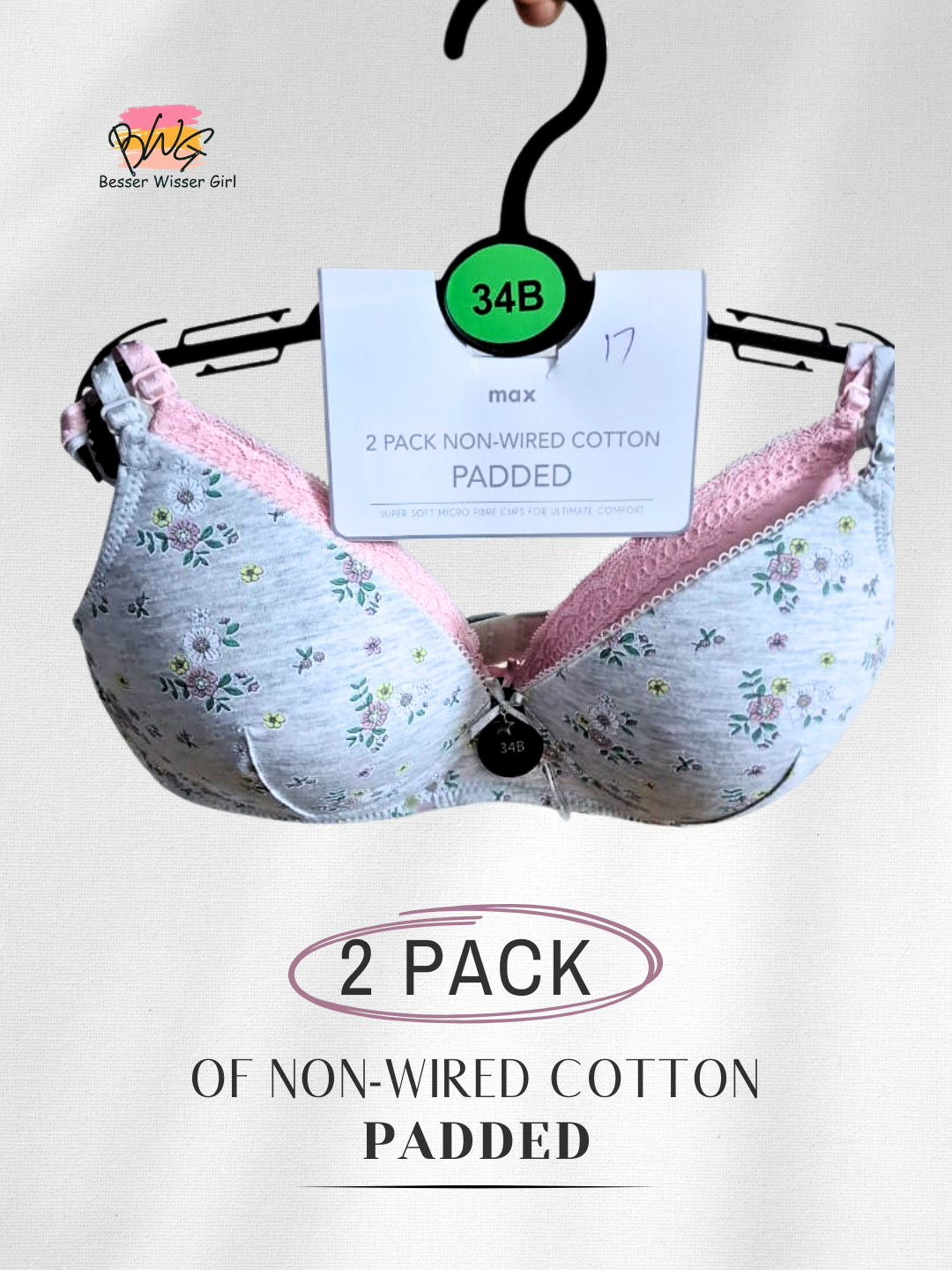 Pack of 2 - Assorted Non-Wired A-Frame Bra