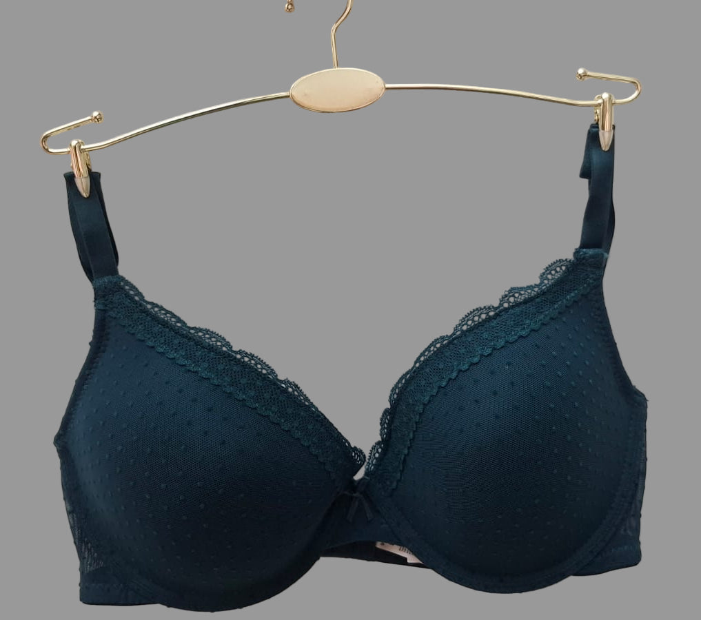 Mesh Textured Plunge Bra