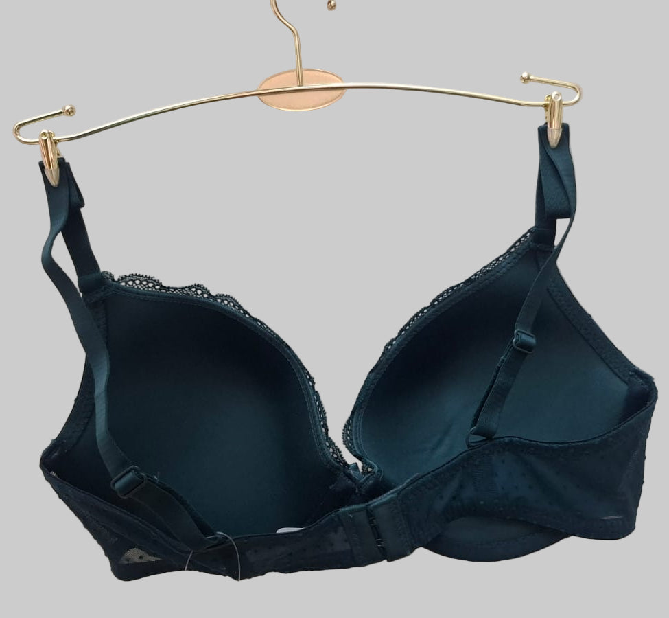 Mesh Textured Plunge Bra