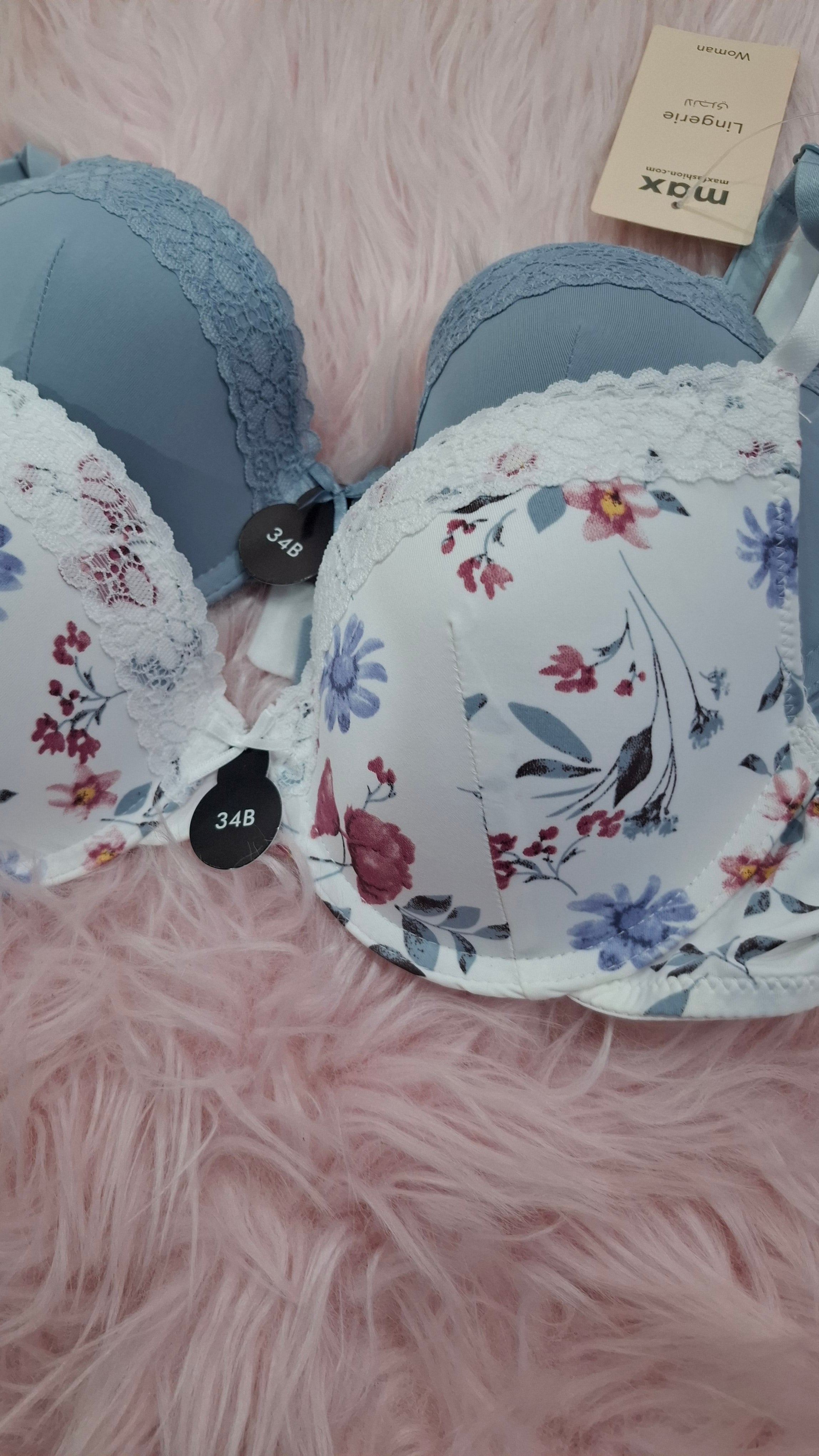 Pack of 2 - Lace Trim Padded Plunge Bra