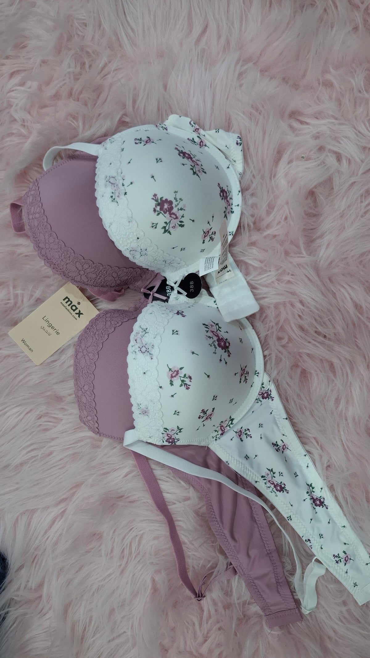 Lace Push-Up Wired Demi Bra Pink
