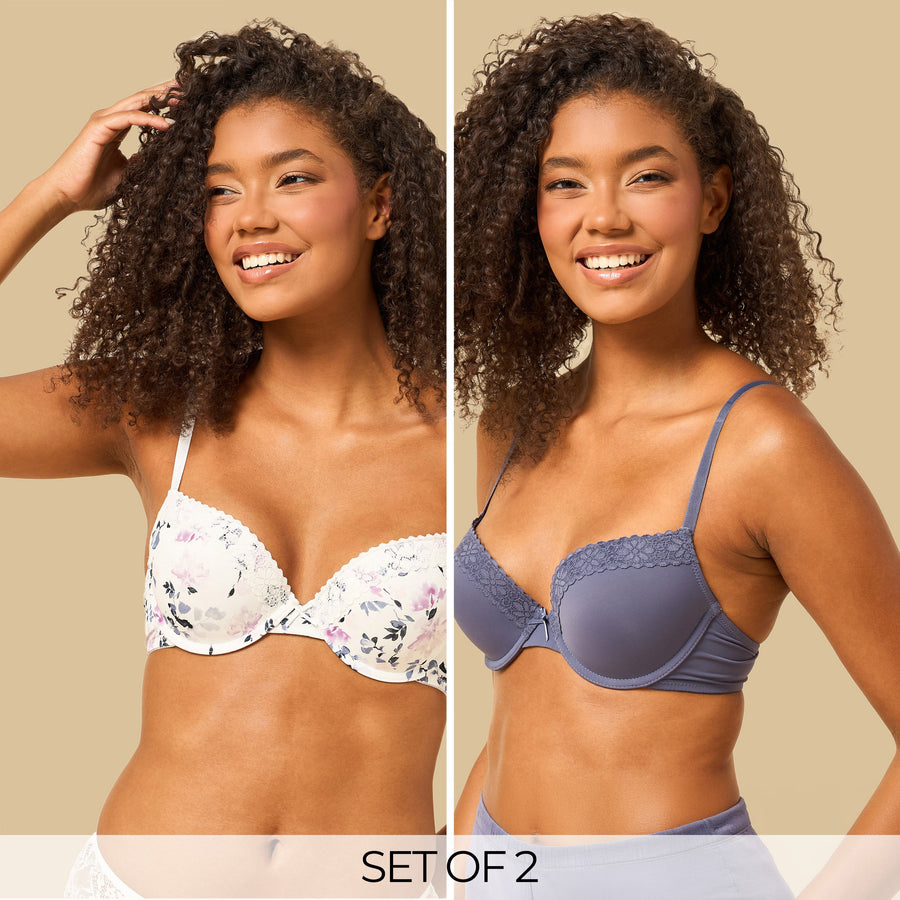 Pack of 2 Lace Trim Demi Bra