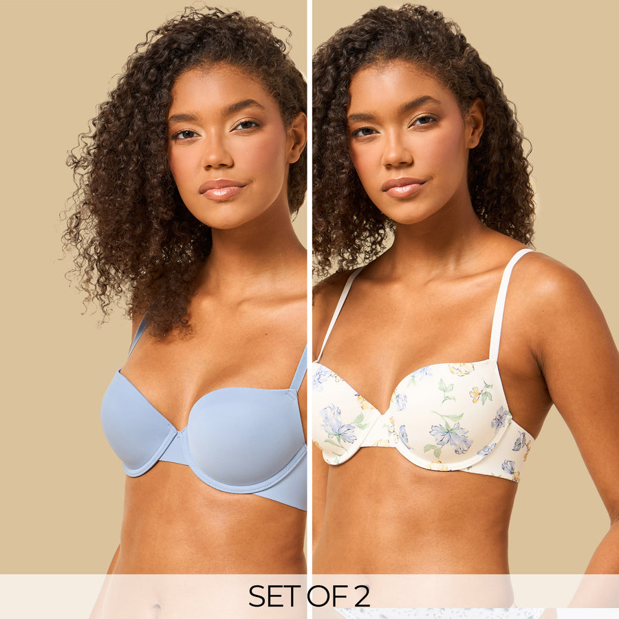 Pack of 2 - Assorted Padded Wired Demi Bra