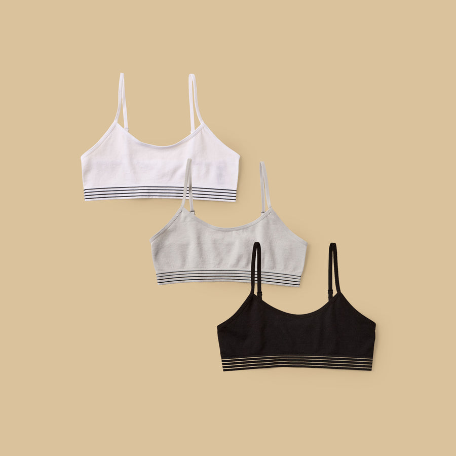 Pack of 3 - Jacquard Striped Non-Padded Trainer Bra