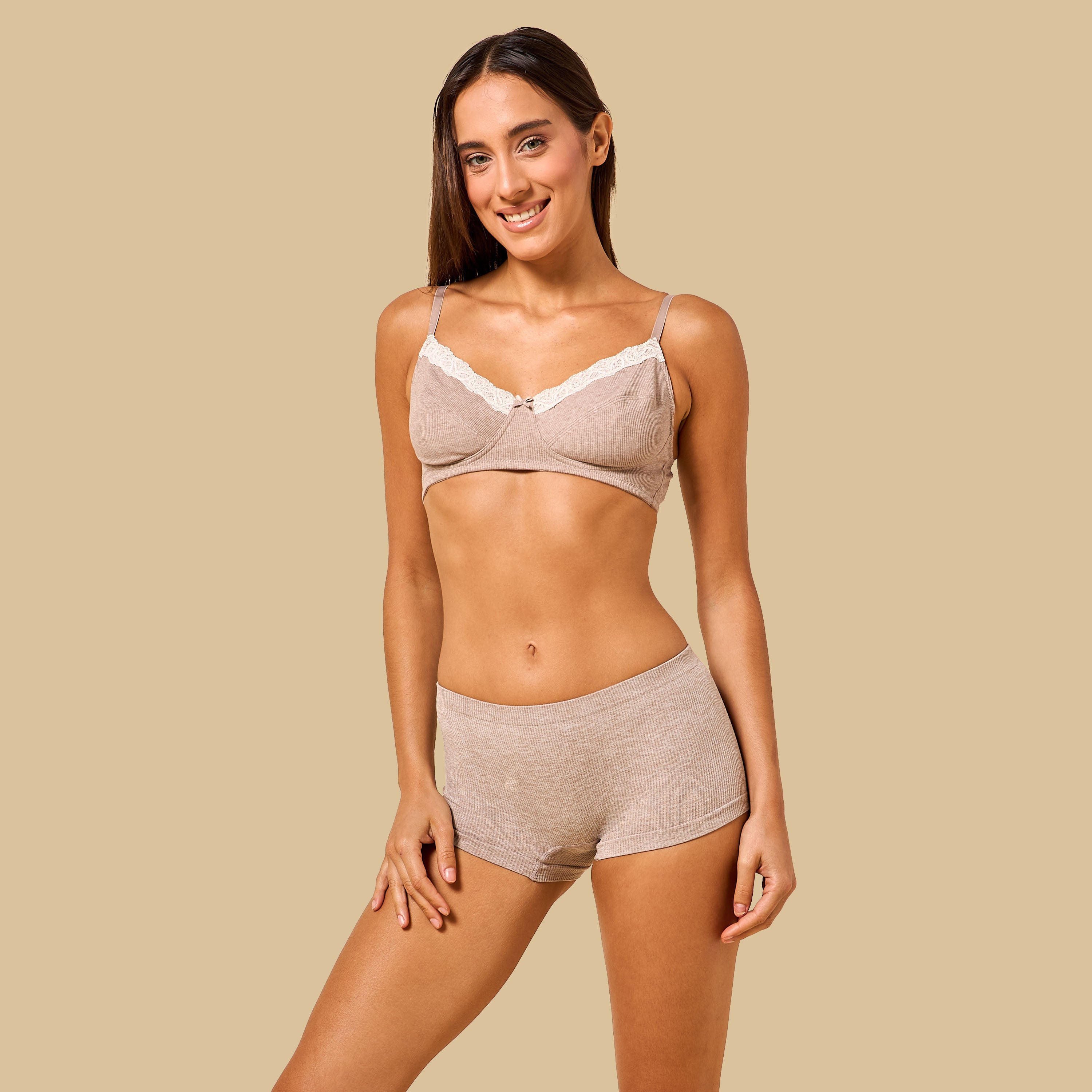 Pack of 2 - Lace Trim Non-Padded Non-Wired Bra