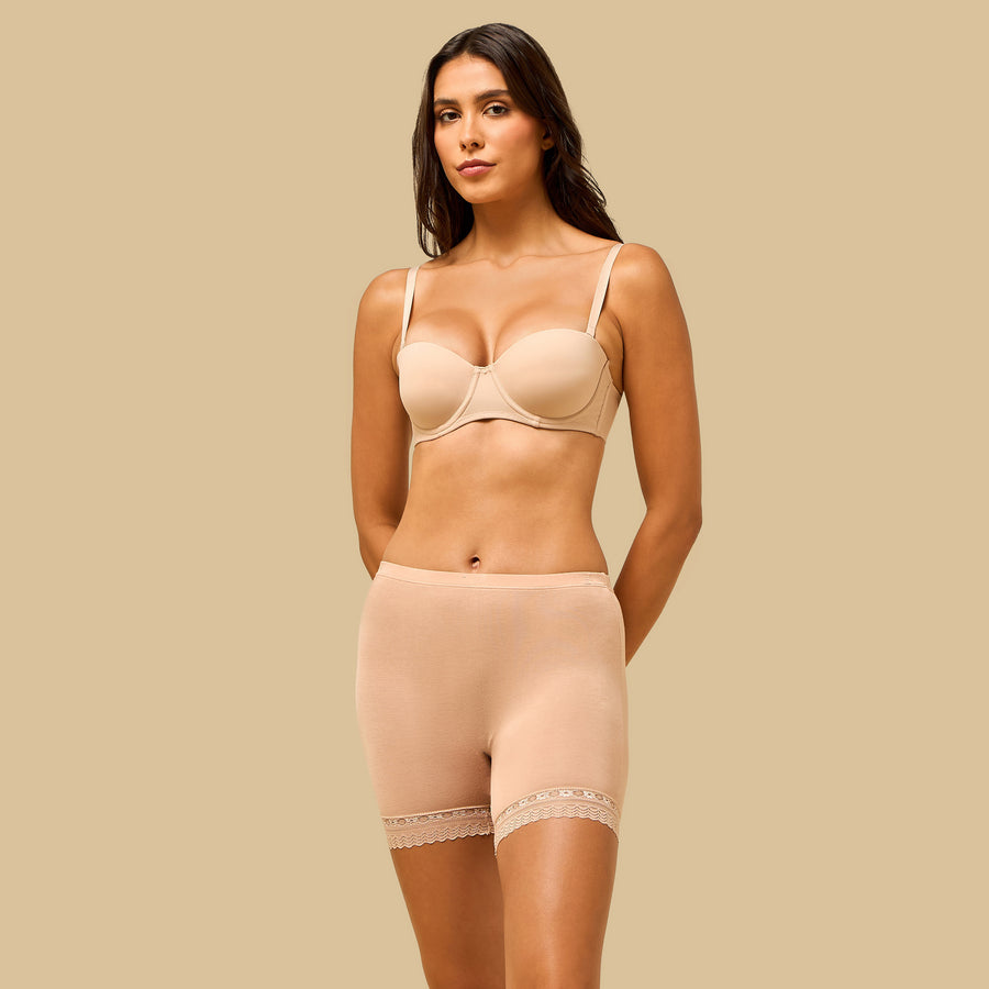 Lace Trim Viscose Short Leggings