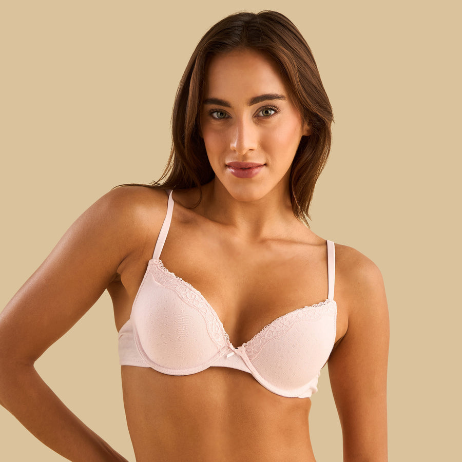 Pointelle Texture Plunge Bra