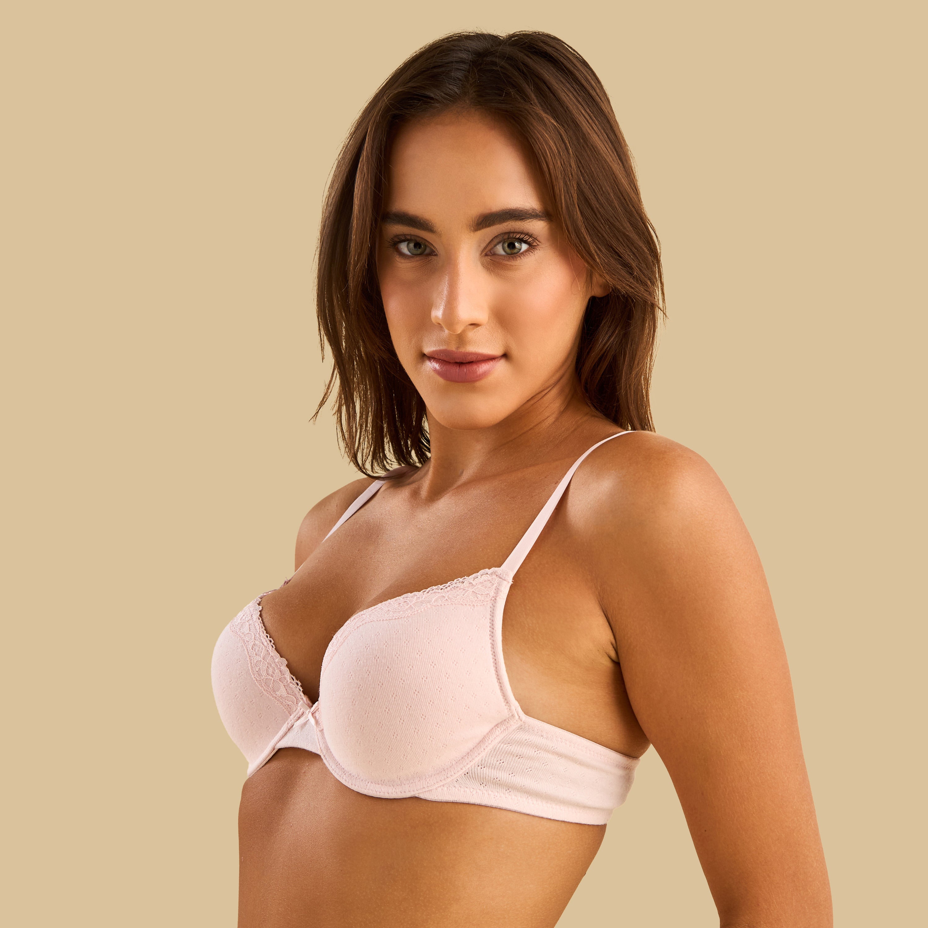 Pointelle Texture Plunge Bra